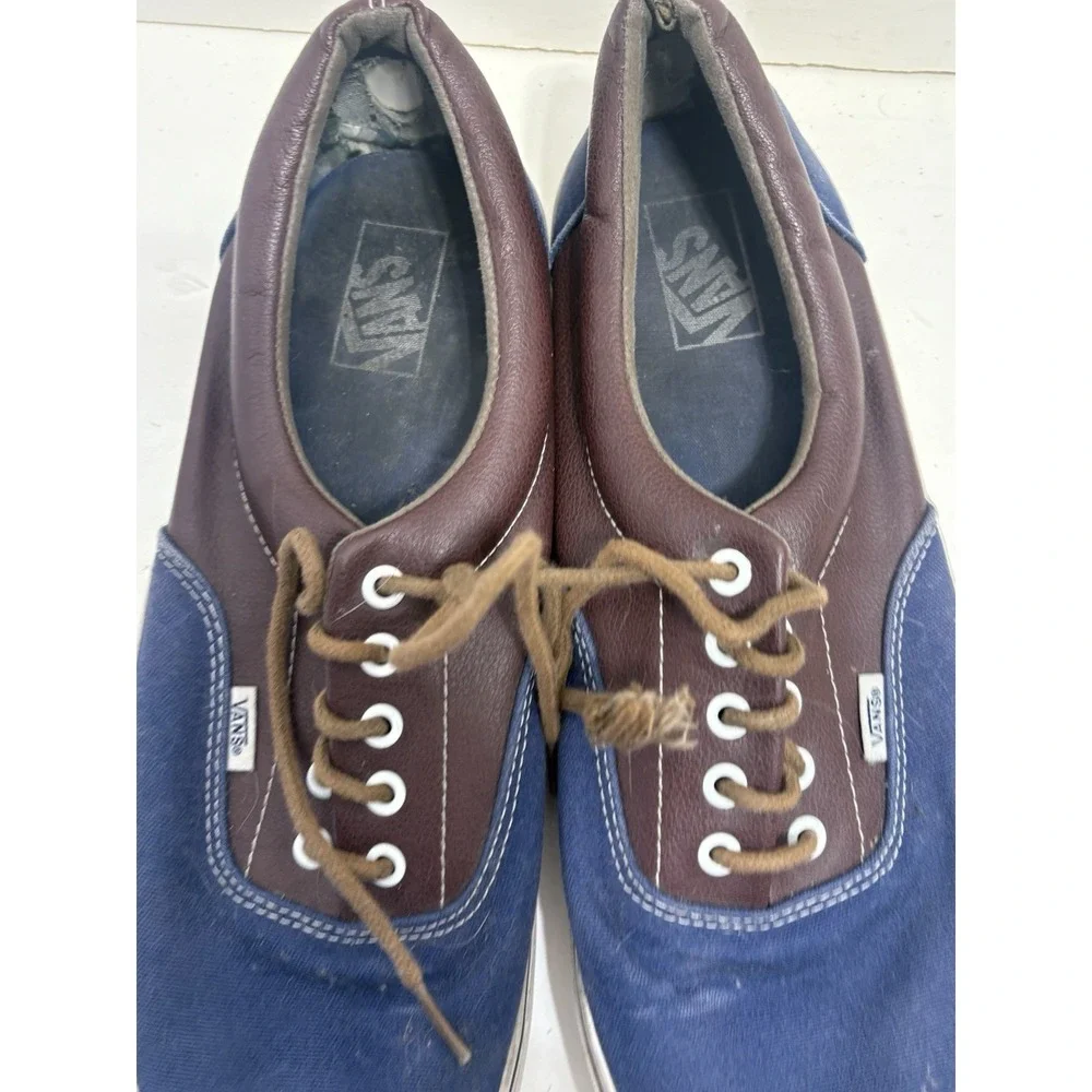 Vans Men's Era Leather Plaid Estate Blue Potting Soil‎ Boat Shoe Size 13